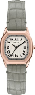 Fossil Harlow Croc Embossed Leather Strap Watch, 27mm