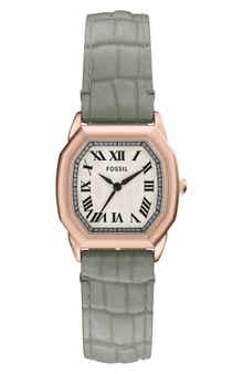 Fossil Harlow Croc Embossed Leather Strap Watch, 27mm