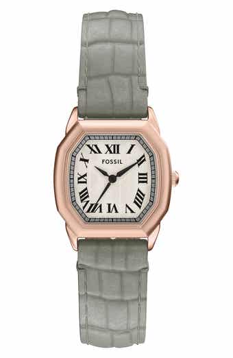 Fossil Harlow Croc Embossed Leather Strap Watch, 27mm