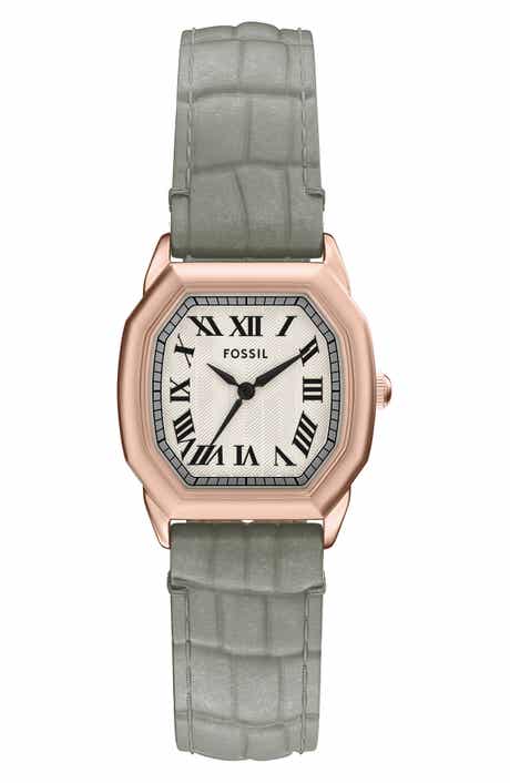 Fossil Harlow Croc Embossed Leather Strap Watch, 27mm