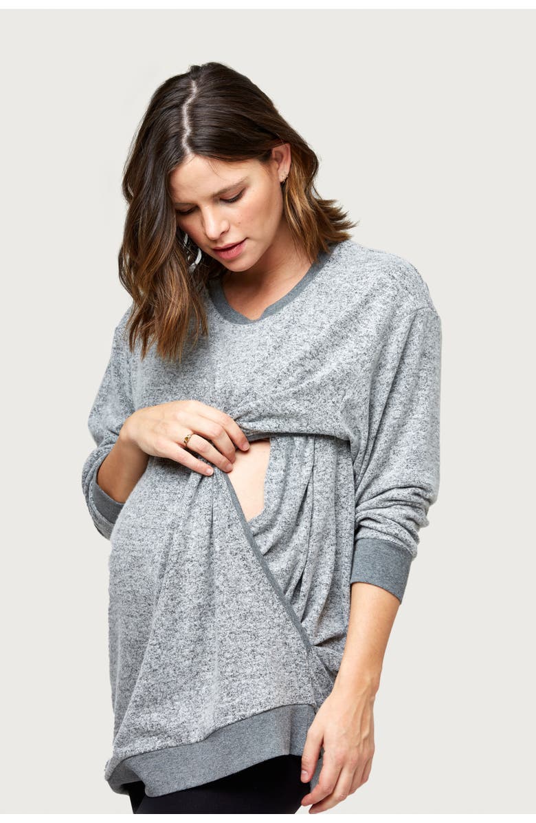 Nom Maternity Jo Maternity 
Nursing Hooded Sweatshirt, Main, color, Grey