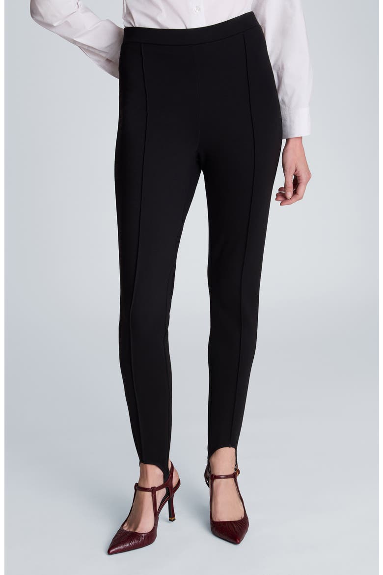 Pintucked Stirrup Leggings, Main, color, BLACK