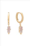 Murkani Huggies with Hanging Rose Quartz Baguette