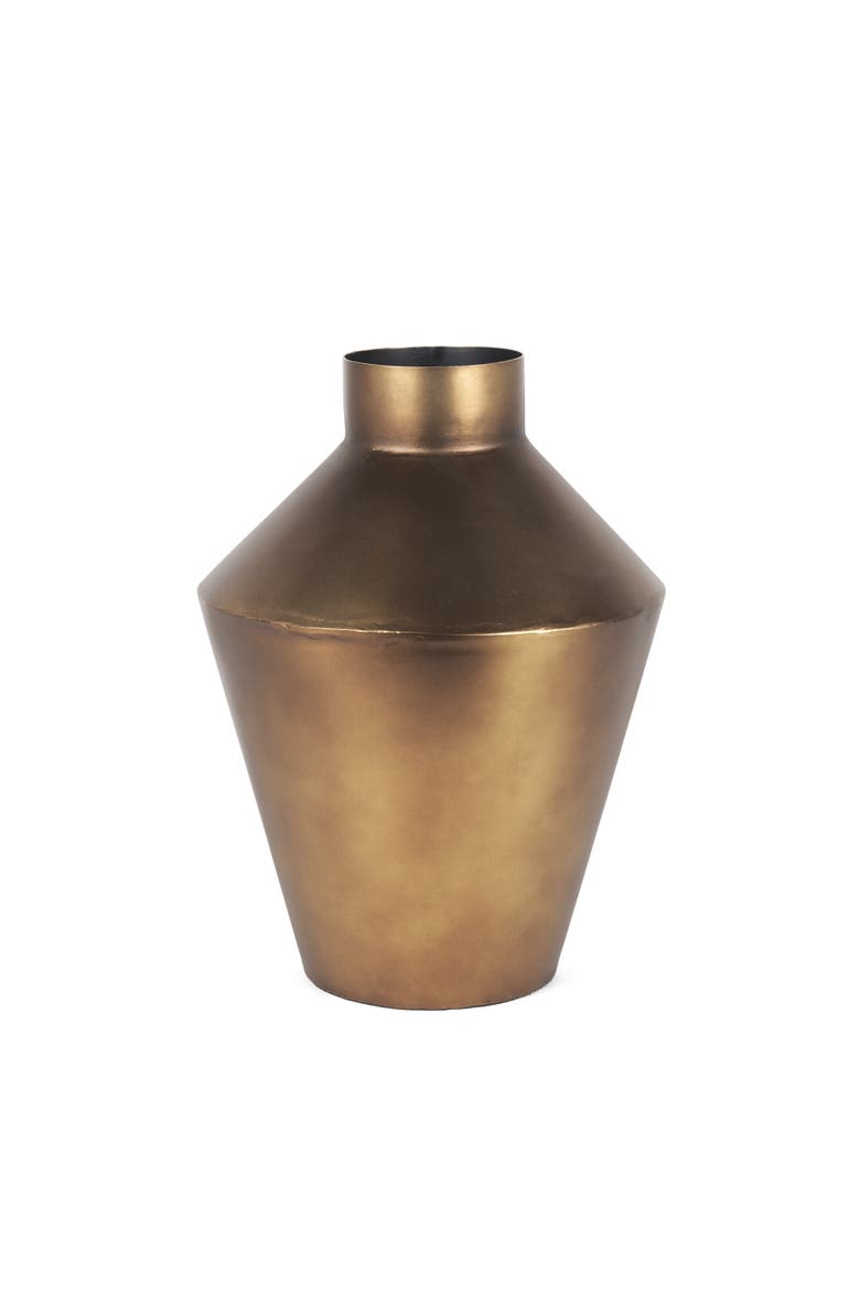 Perrin Brushed Metal Decorative Vase, Main, color, Gold