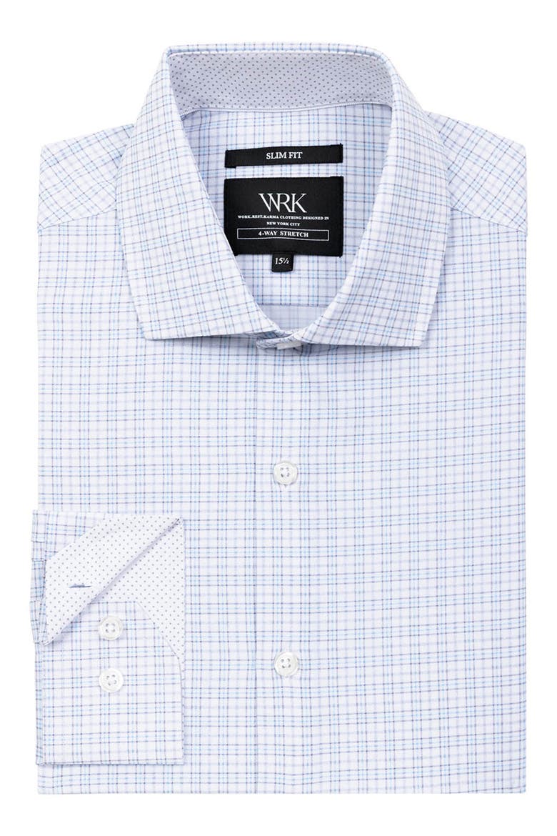 Plaid 4-Way Stretch Button-Up Shirt, Alternate, color, WHITE/ SILVER