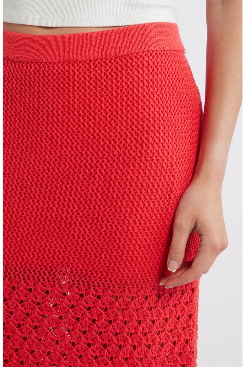 Amada Midi Cotton Sweater Knit Skirt, Alternate, color, RED