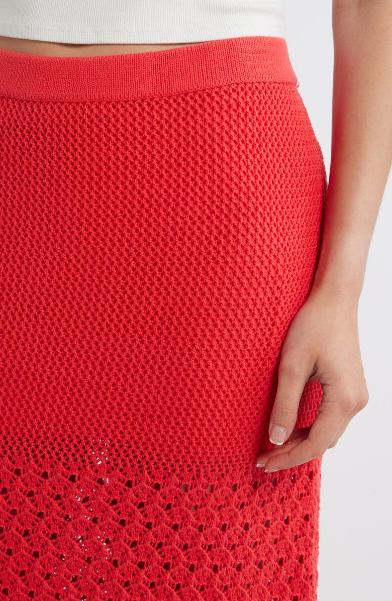 Marine Layer Amada Midi Cotton Sweater Knit Skirt, Alternate, color, Red