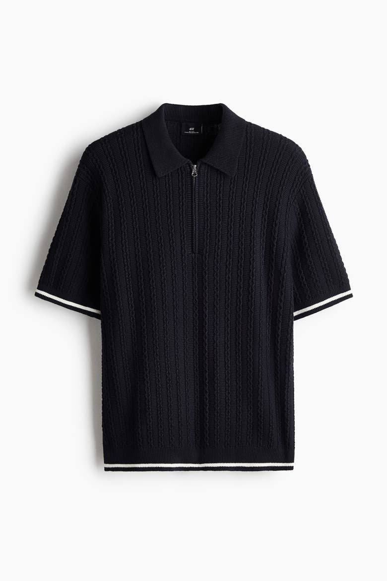 Relaxed-fit Half-zip Polo Shirt, Alternate, color, Navy blue