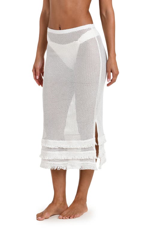 Sunshine 79 Flora Flair Open Stitch Cover-up Midi Skirt In White