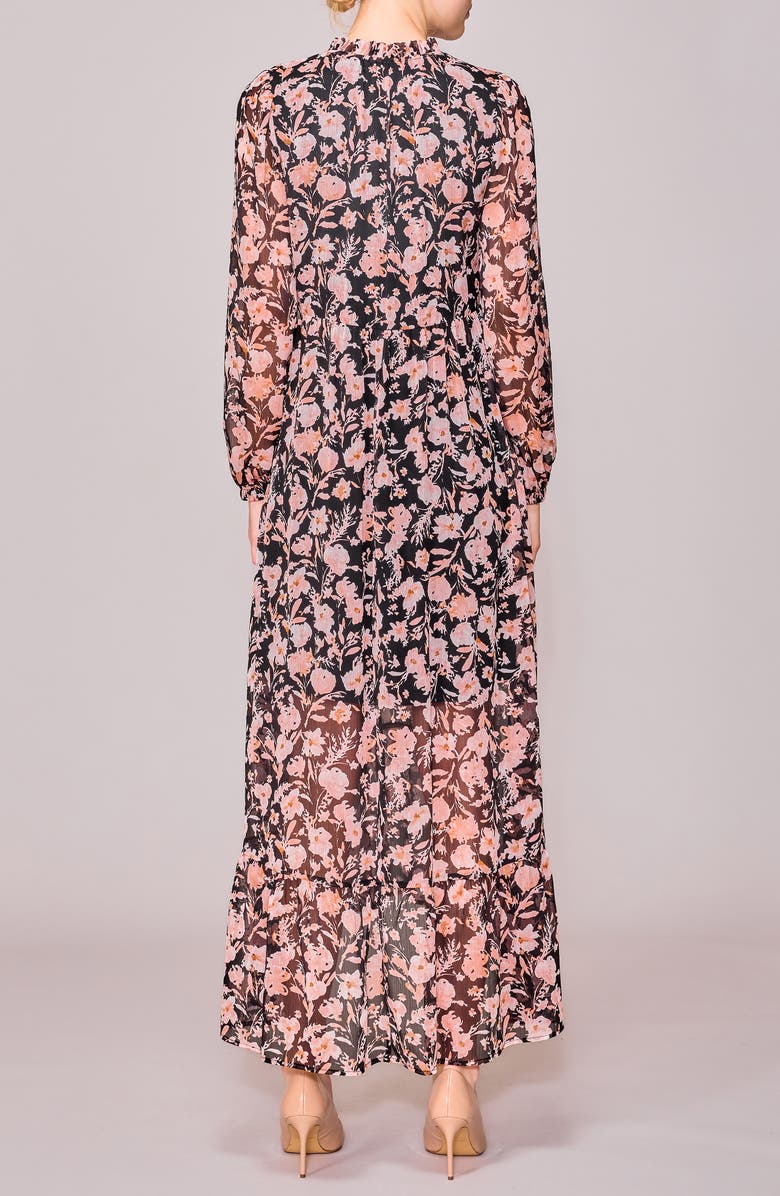 MELLODAY Long Sleeve Front Tie Maxi Dress, Alternate, color,