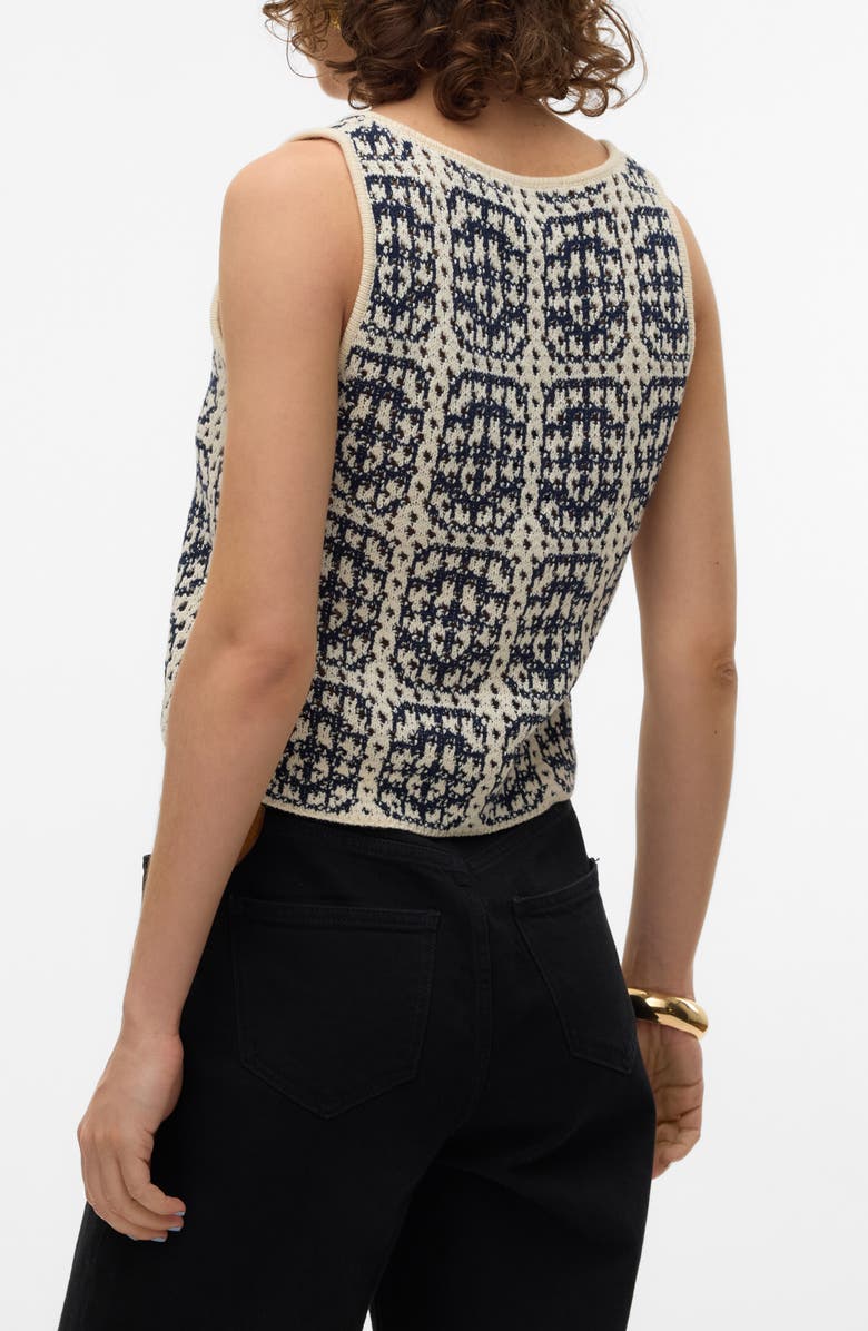 VERO MODA Mykonos Sleeveless Knit Top, Alternate, color, Navy Blazer Detail