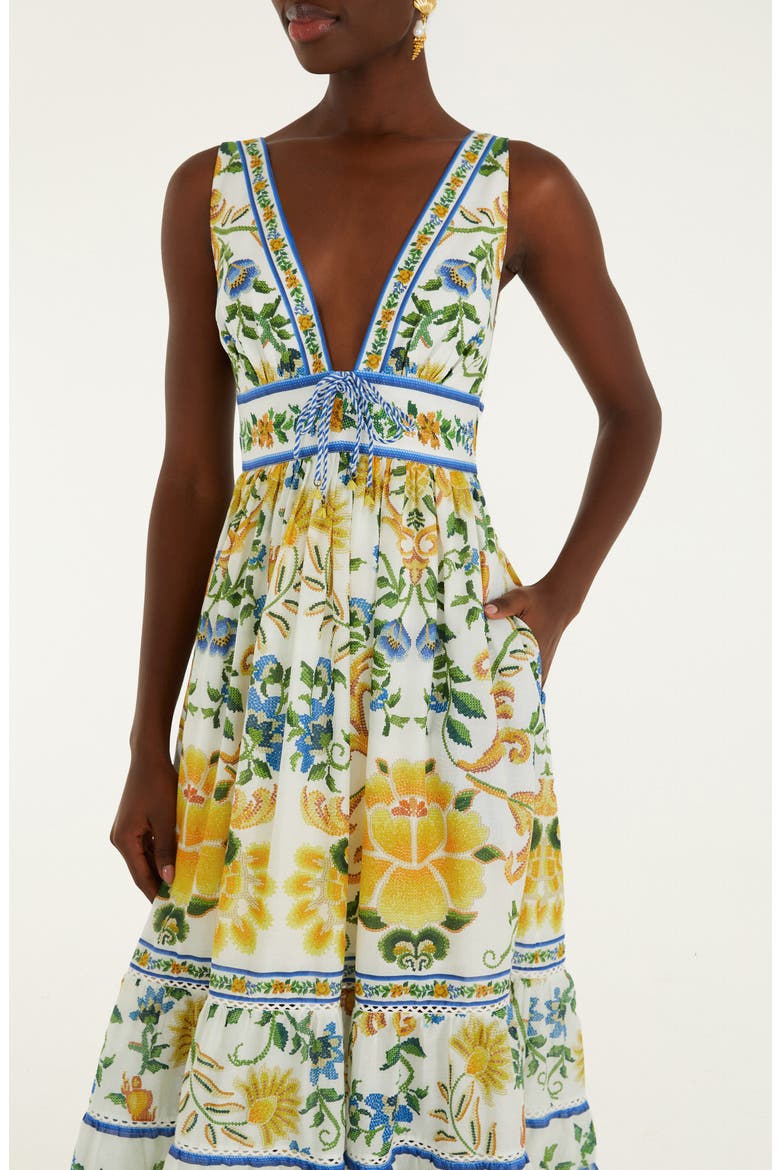 Emily Tapestry Floral Print Midi Dress, Alternate, color, OFF-WHITE