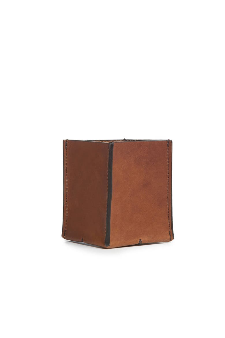 Leland Leather Pencil Cup, Alternate, color, Espresso