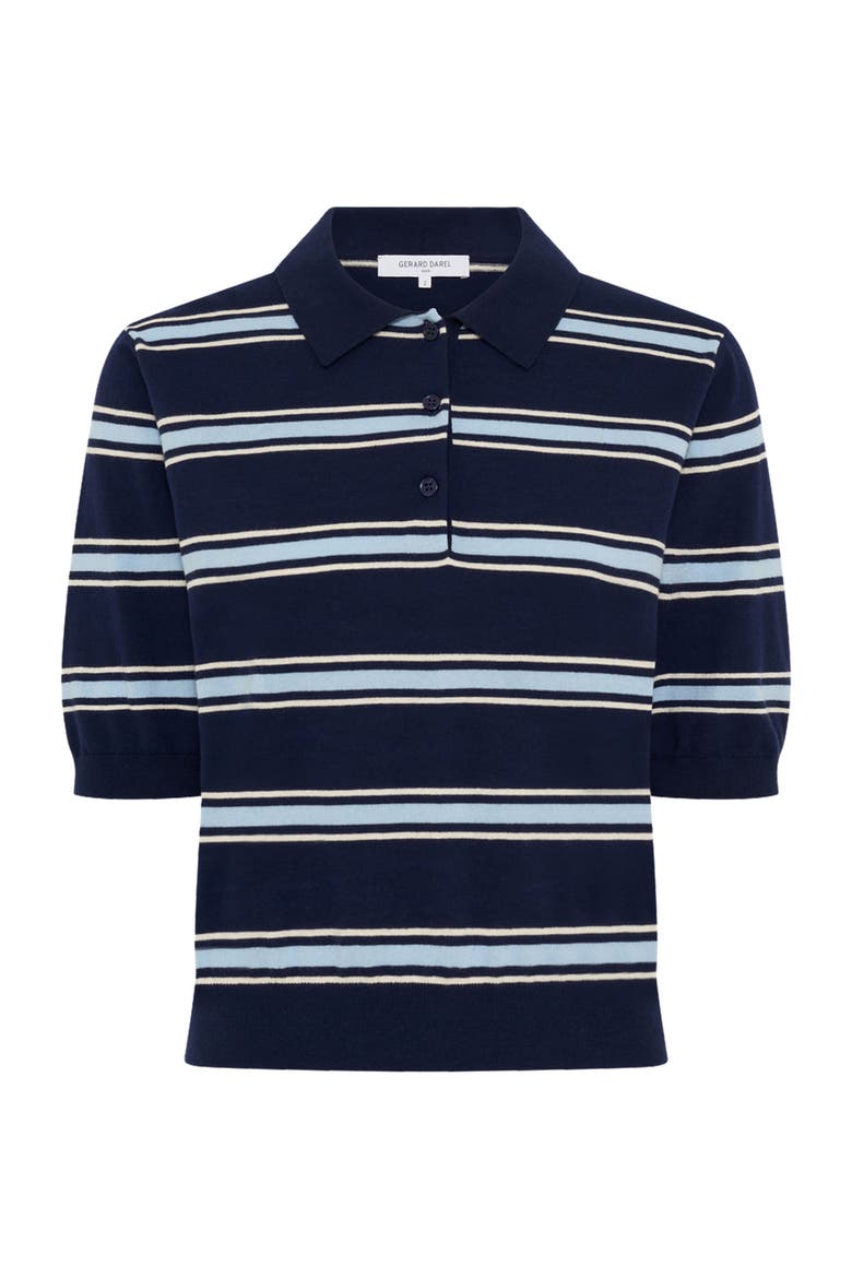Leila Knit Polo Top, Alternate, color, Navy Blue