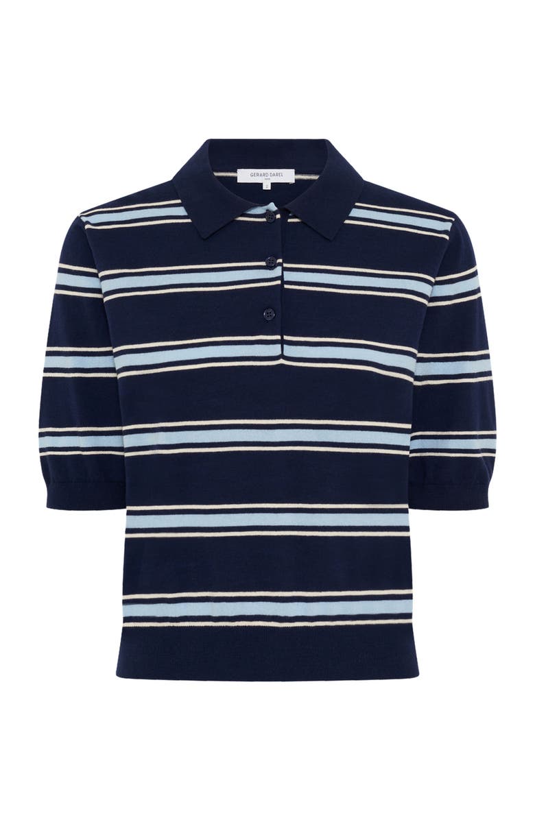 GERARD DAREL Leila Knit Polo Top, Alternate, color, Navy Blue