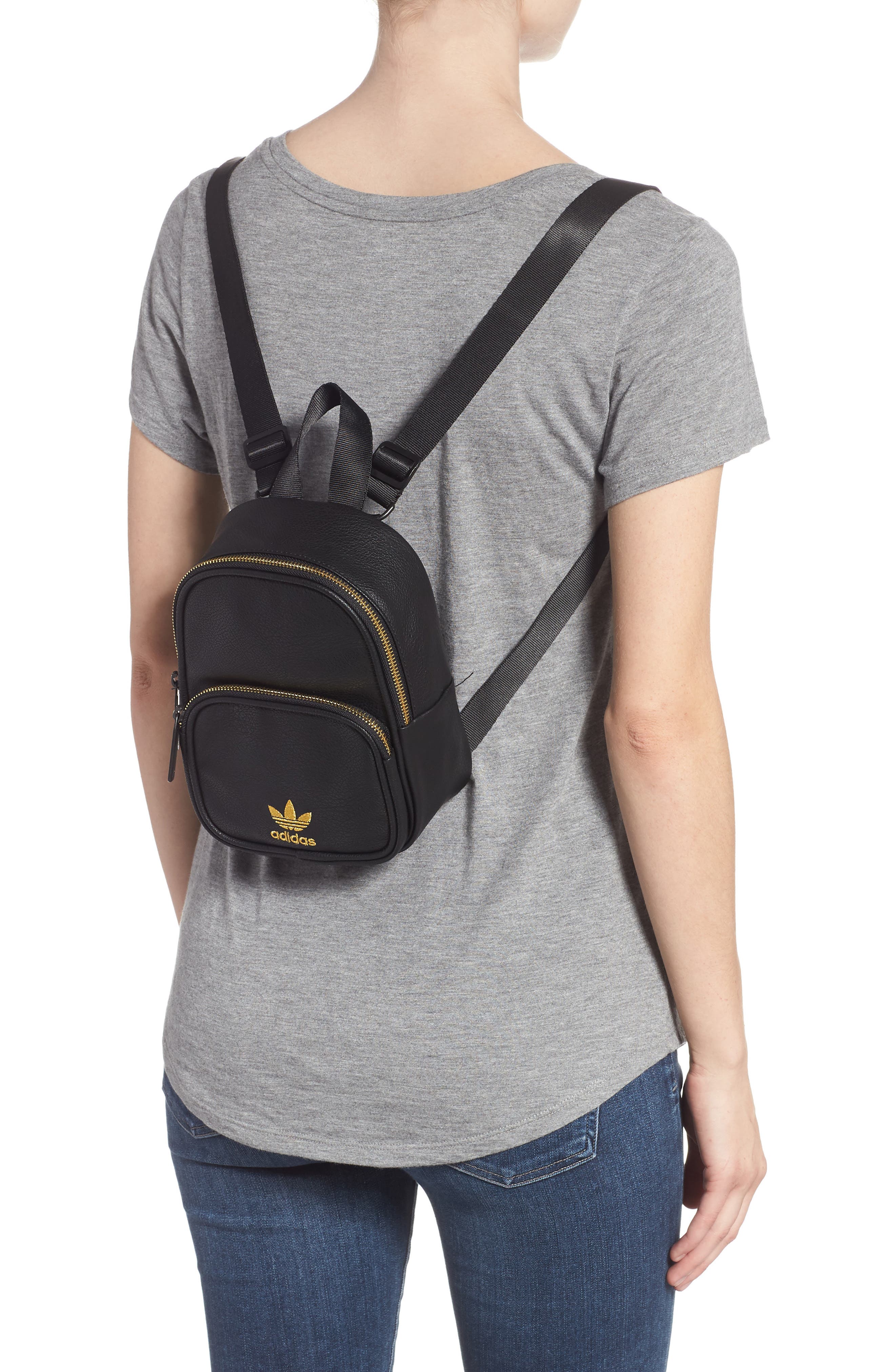 adidas Originals Mini Faux Leather Backpack, Alternate, color, 