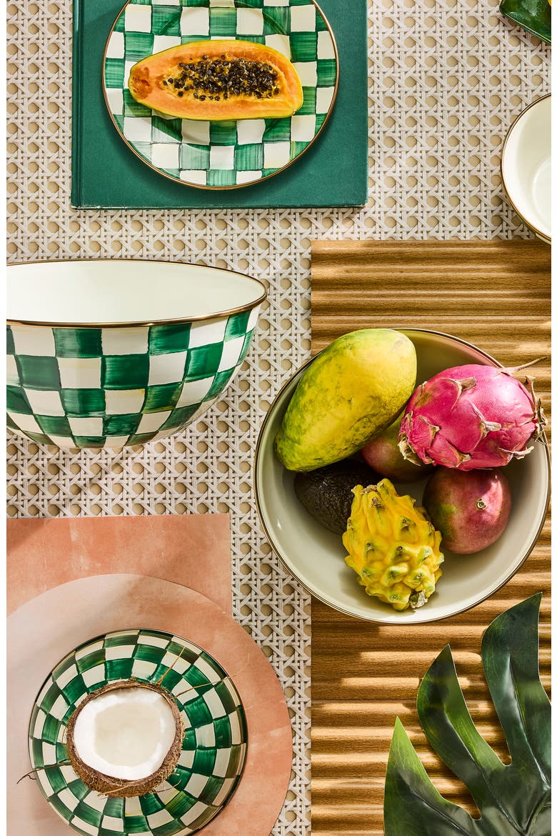 Emerald Check Large Everyday Bowl, Alternate, color, EMERALD
