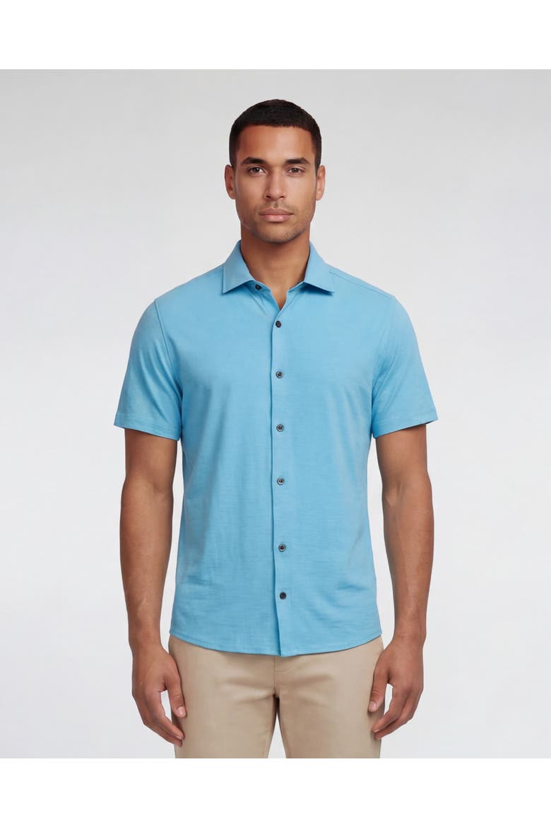 Solid Mens Short Sleeve Shirt, Main, color, Teal