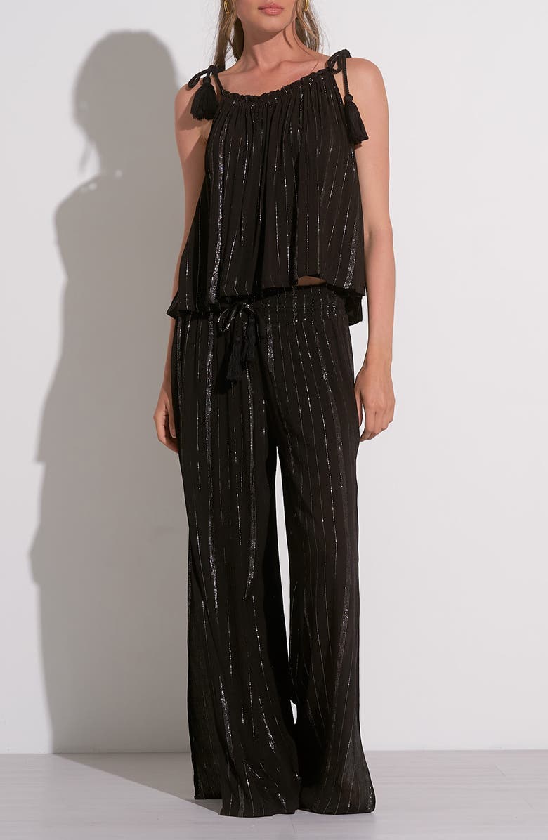 Elan Stripe Cover-Up Tank Top, Alternate, color, Black Stripe