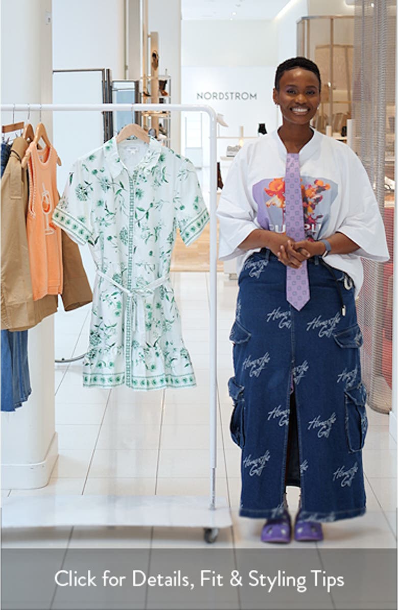 Floral Stretch Cotton Mini Shirtdress, sales video thumbnail