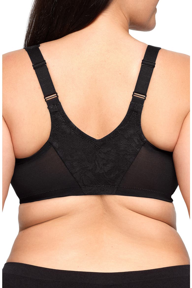 WonderWire® Front Close Lacy T-Back Underwire Bra, Alternate, color, SOLID BLACK
