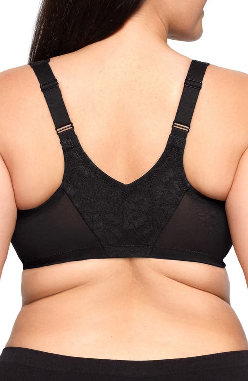 Glamorise Full Figure Plus Size Lacey T-back Front-closure Wonderwire Bra Underwire 9246 In Black