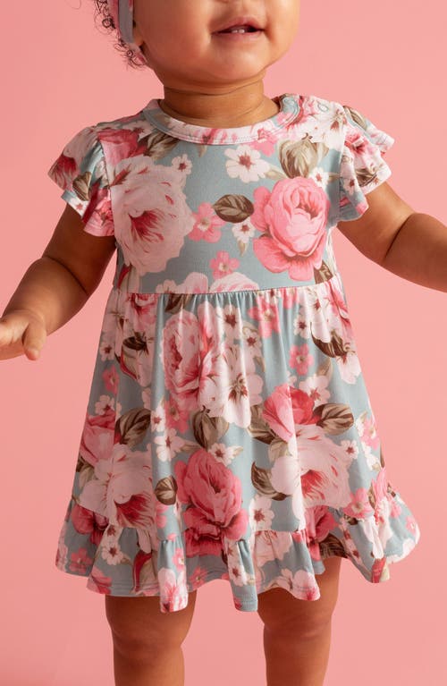 Posh Peanut Ruffle Cap Sleeve Skirted Bodysuit In Blue