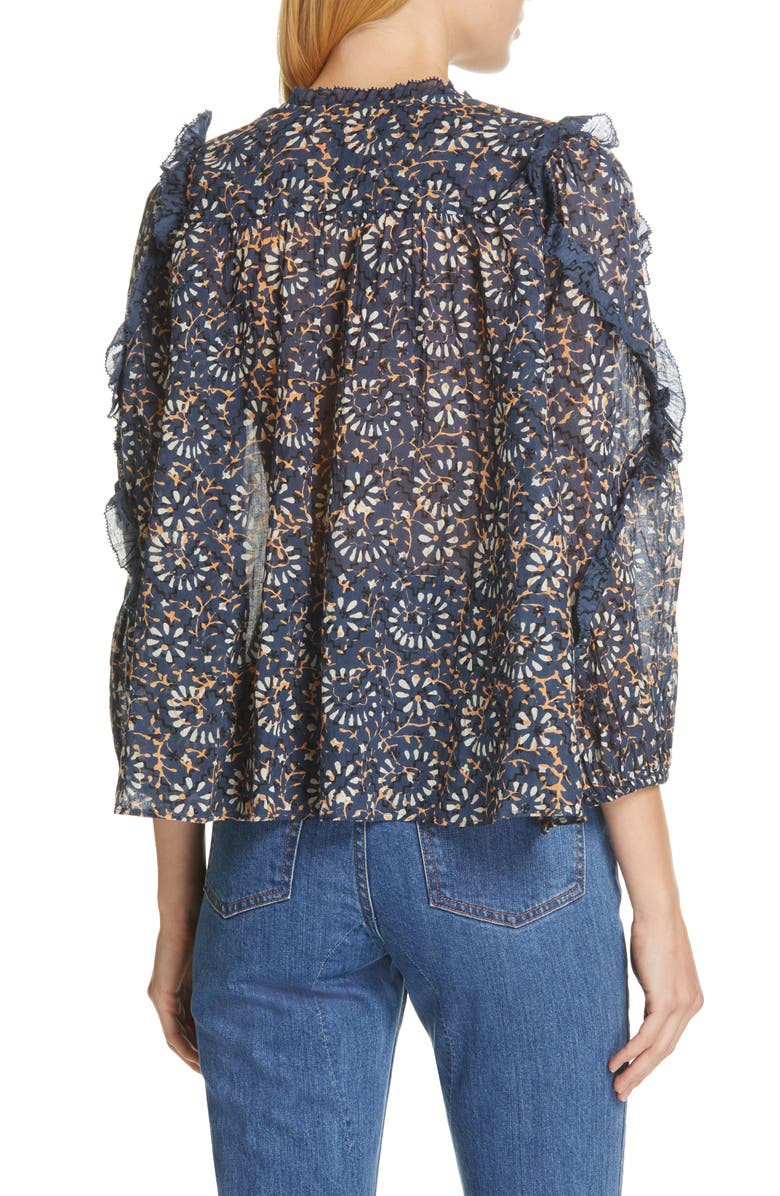 Ulla Johnson Lillian Ruffle Trim Blouse, Alternate, color,