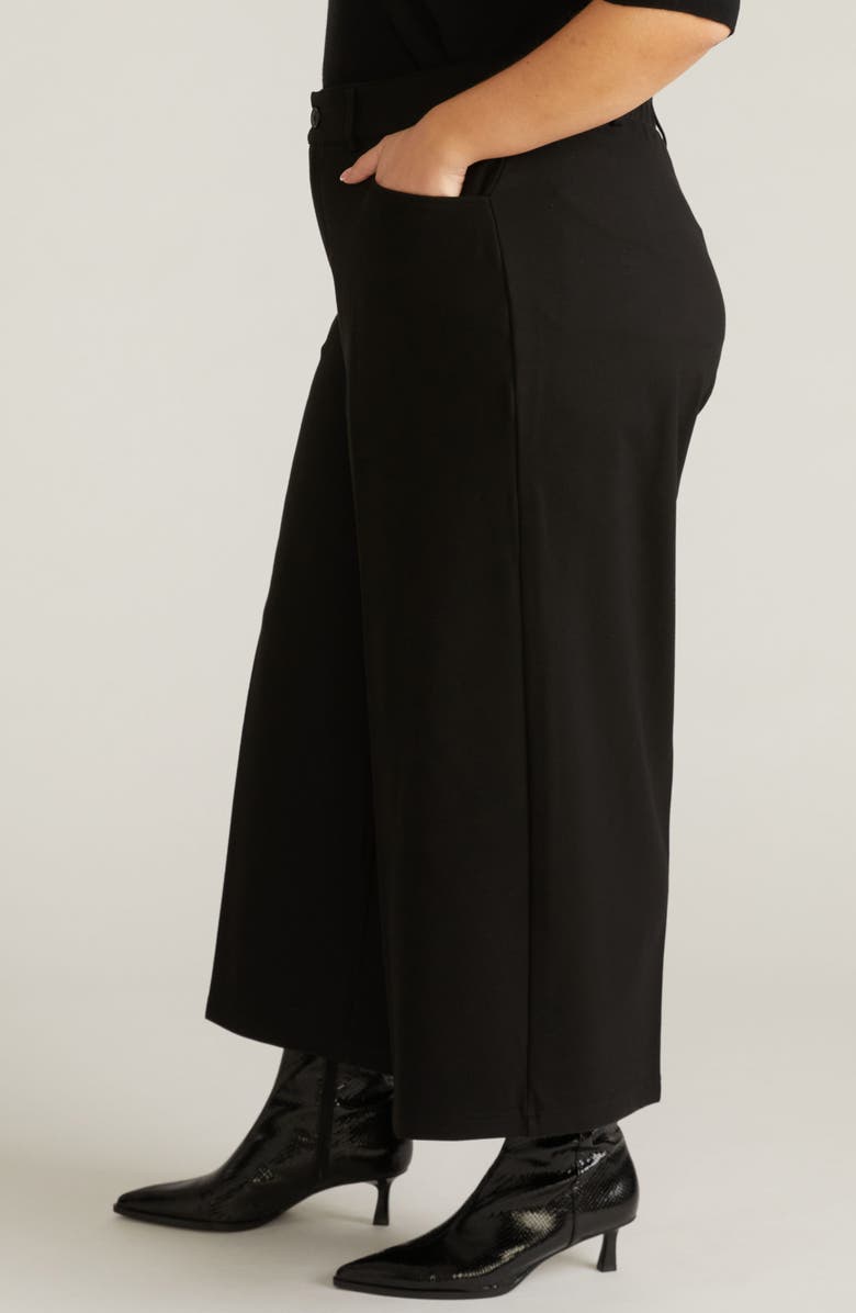 Universal Standard Wide Leg Ponte Crop Pants, Alternate, color, Black