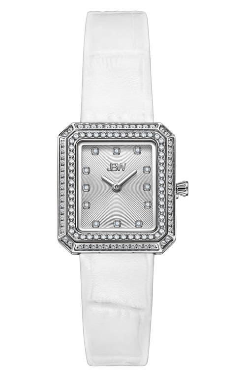JBW Arc Diamond Leather Strap Watch, 23mm in White  product