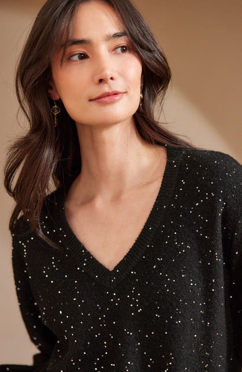Karen Kane Sequin V-neck Sweater In Animal Print