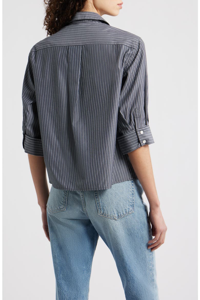 Lucia Stripe Cotton Poplin Button-Up Shirt, Alternate, color, NAVY/ WHITE
