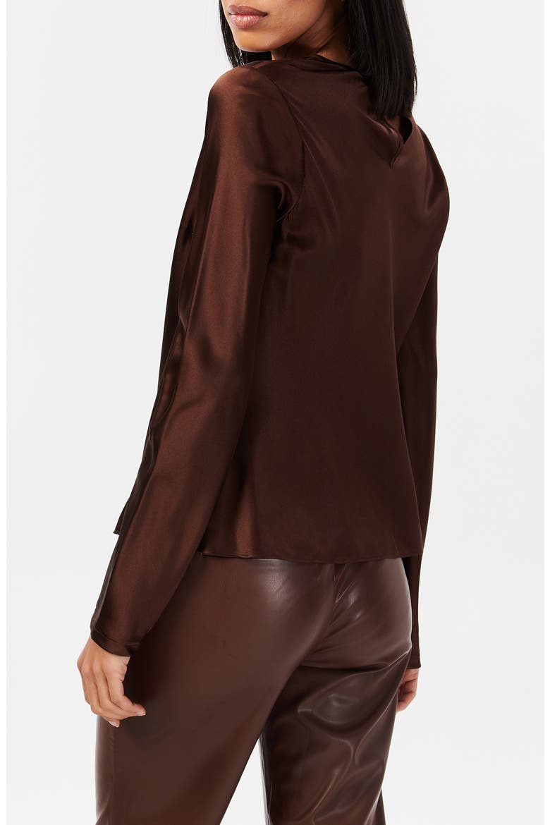 Shireen Stretch Silk Charmeuse Top, Alternate, color, JAVA