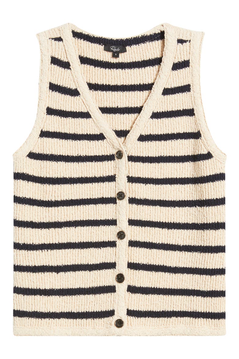 Sade Cotton Sweater Vest, Alternate, color, IVORY NAVY STRIPE