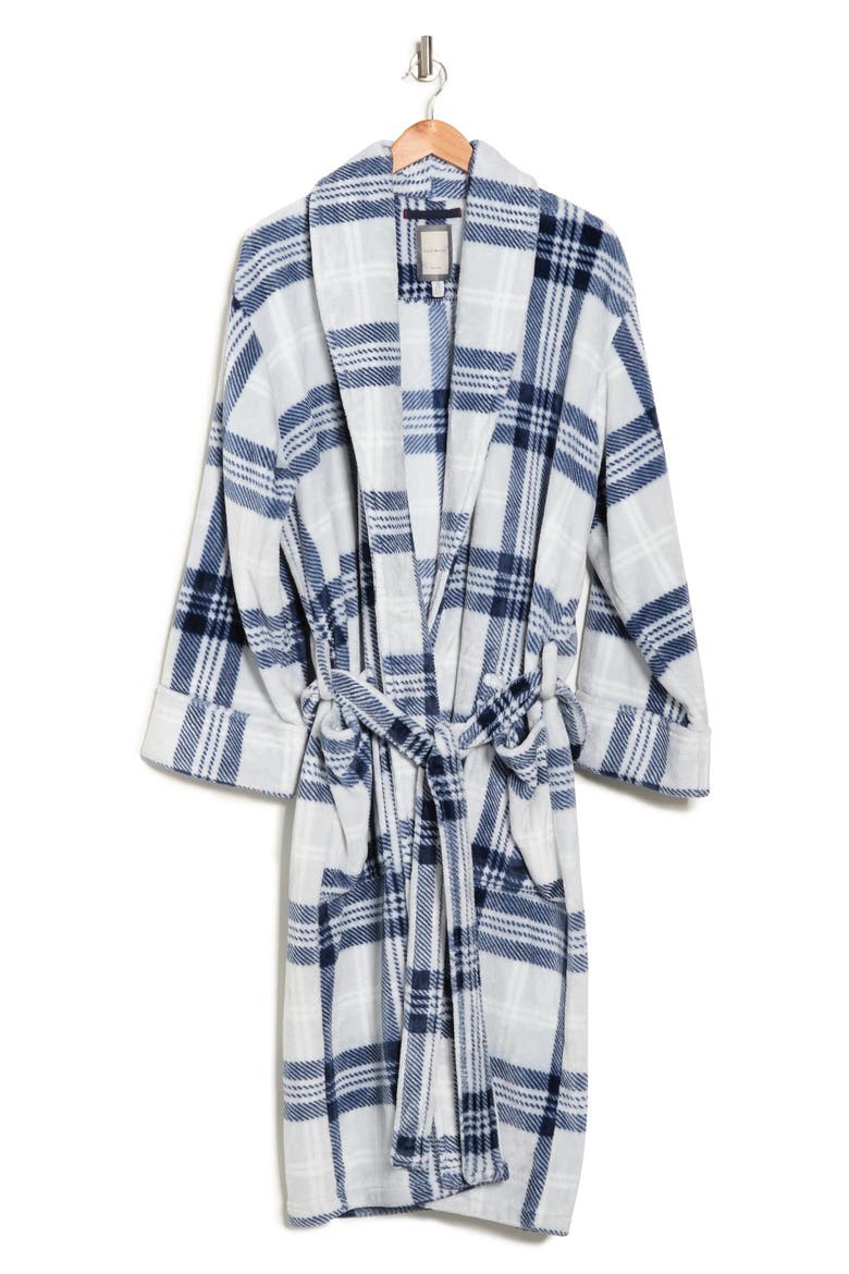Multi Plaid Robe, Alternate, color, NAVY