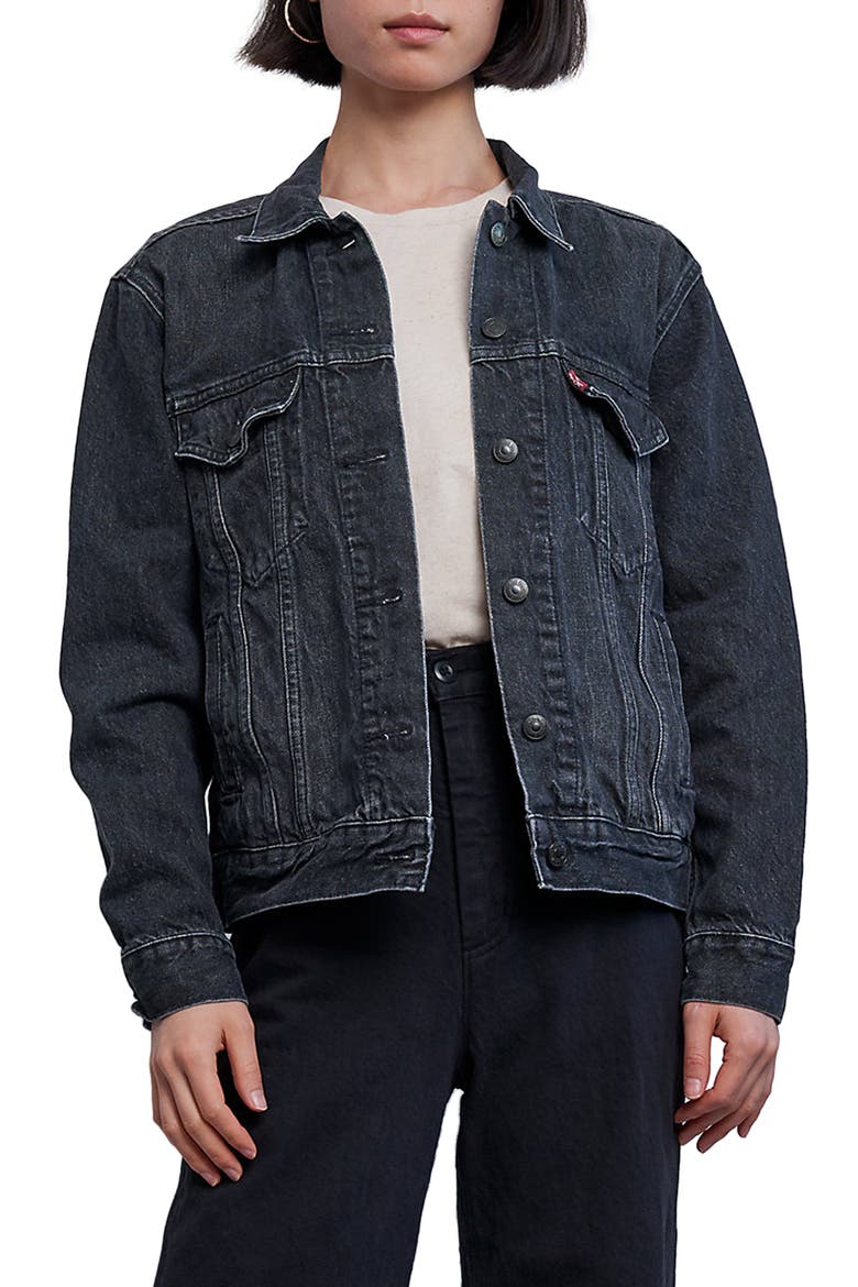 Levi's® Wellthread™ Graphic Denim Trucker Jacket, Main, color, EARTH STONE HEMP