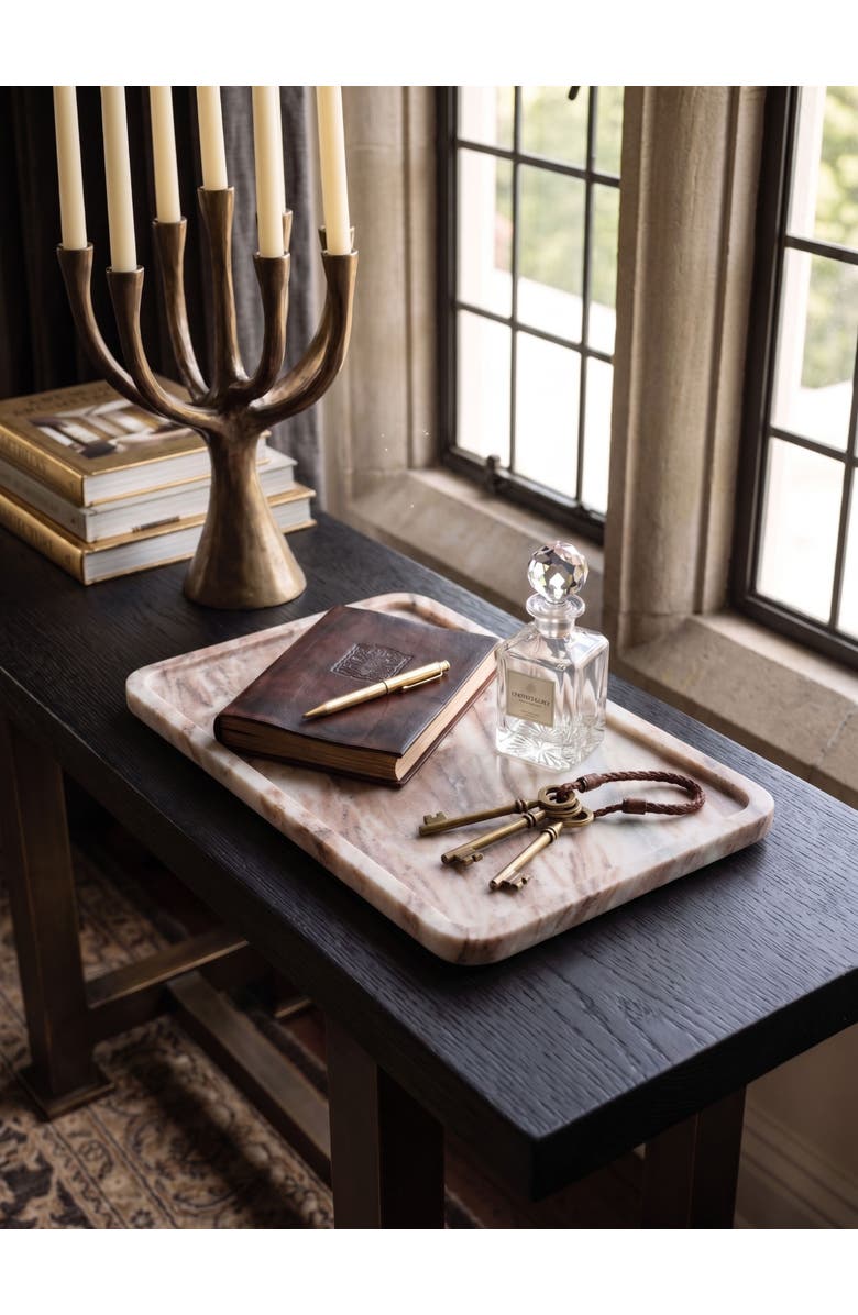 GAURI KOHLI Clover Beige Marble Tray, Alternate, color, Beige