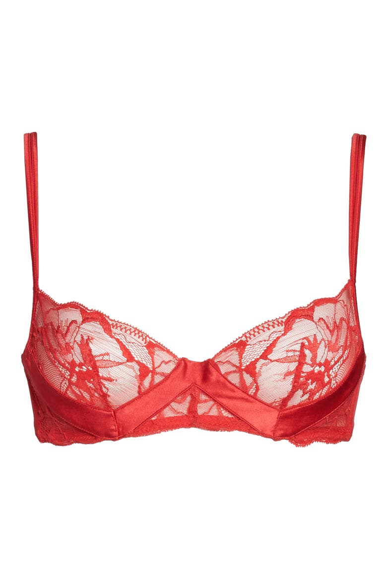Wisteria Underwire Balconette Bra, Alternate, color, RED