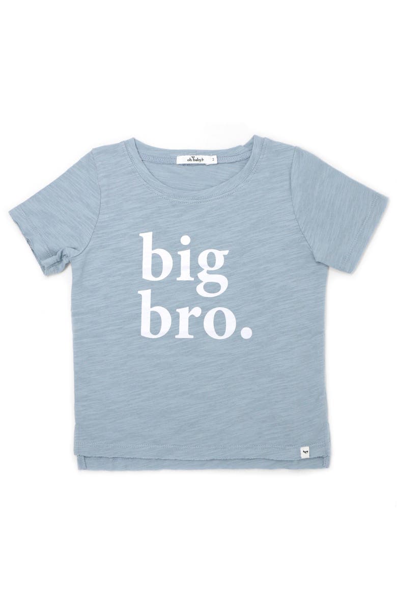 oh baby! "big bro." Cotton Slub Raw Edge Tee white ink, Alternate, color, Fog