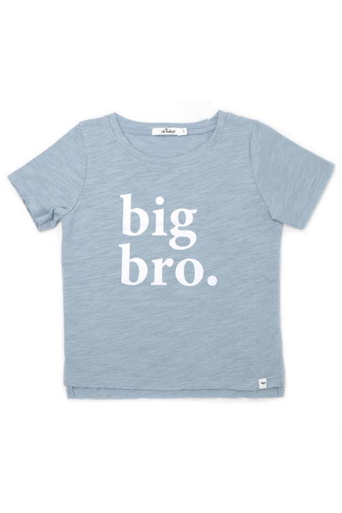 Oh Baby ! "big Bro." Cotton Slub Raw Edge Tee White Ink In Fog