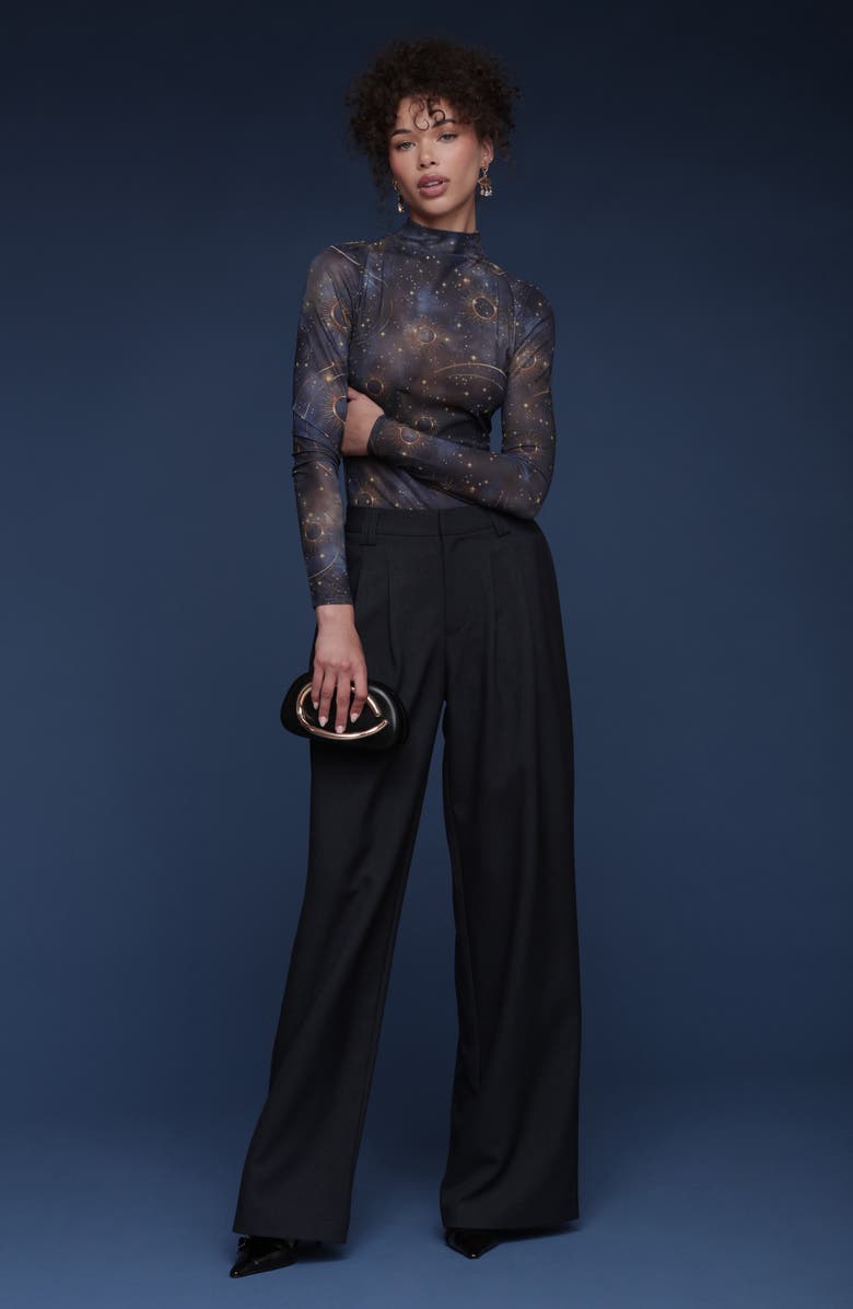 Avec Les Filles Celestial Print Long Sleeve Shirt, Alternate, color, Gold Celestial Baroque