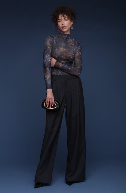 Avec Les Filles Celestial Print Long Sleeve Shirt In Multi