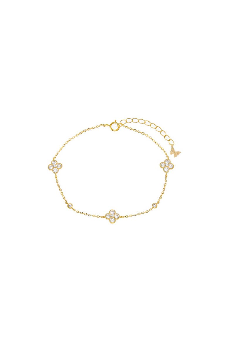 Multi CZ Clover & Bezel Charm Bracelet, Main, color, Gold