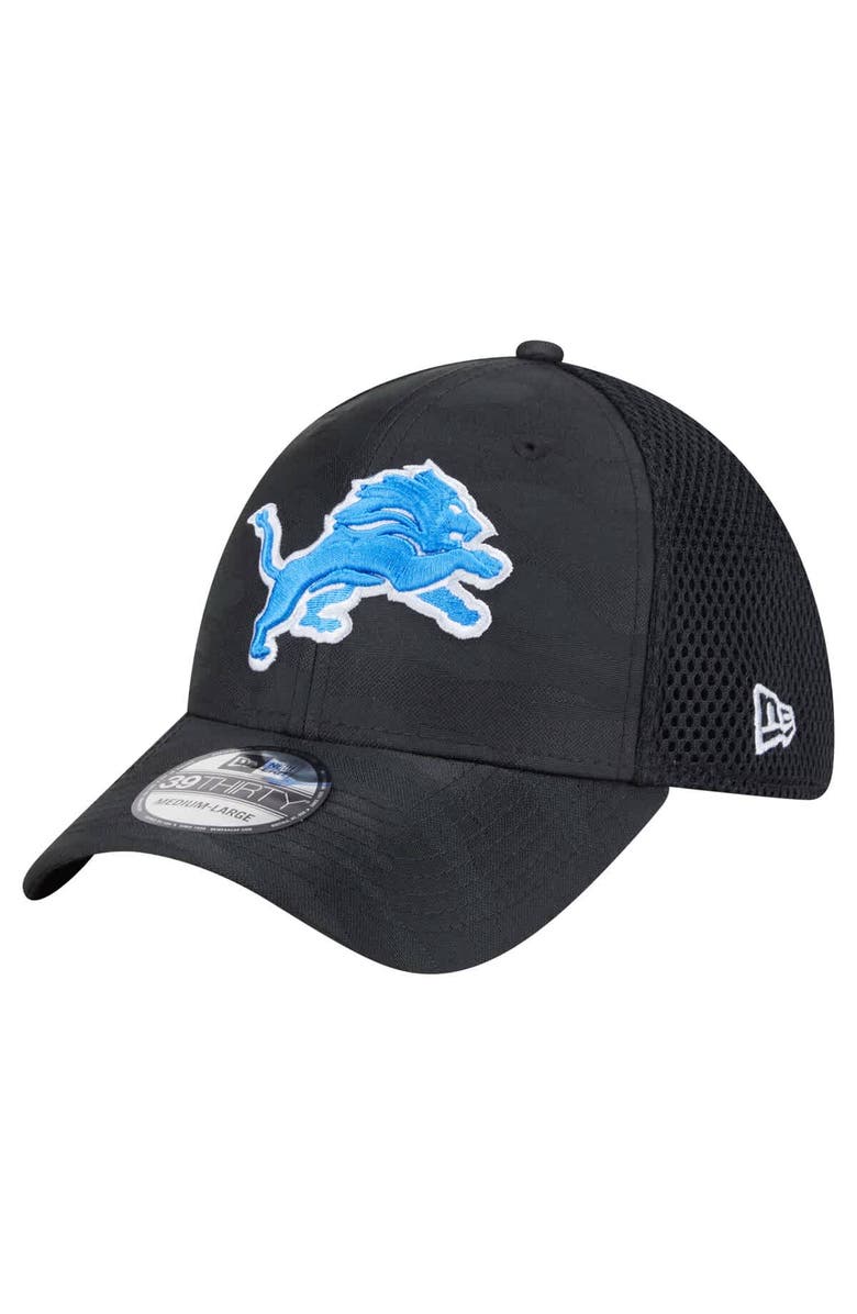 New Era Men's New Era Black Detroit Lions Active Camo 39THIRTY Flex Hat, Main, color, 
