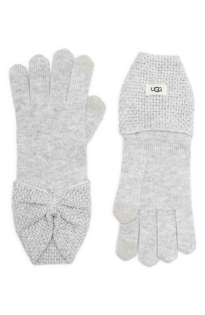 UGG<sup>®</sup> Bow Wool Blend Tech Glove, Main, color, Grey Heather