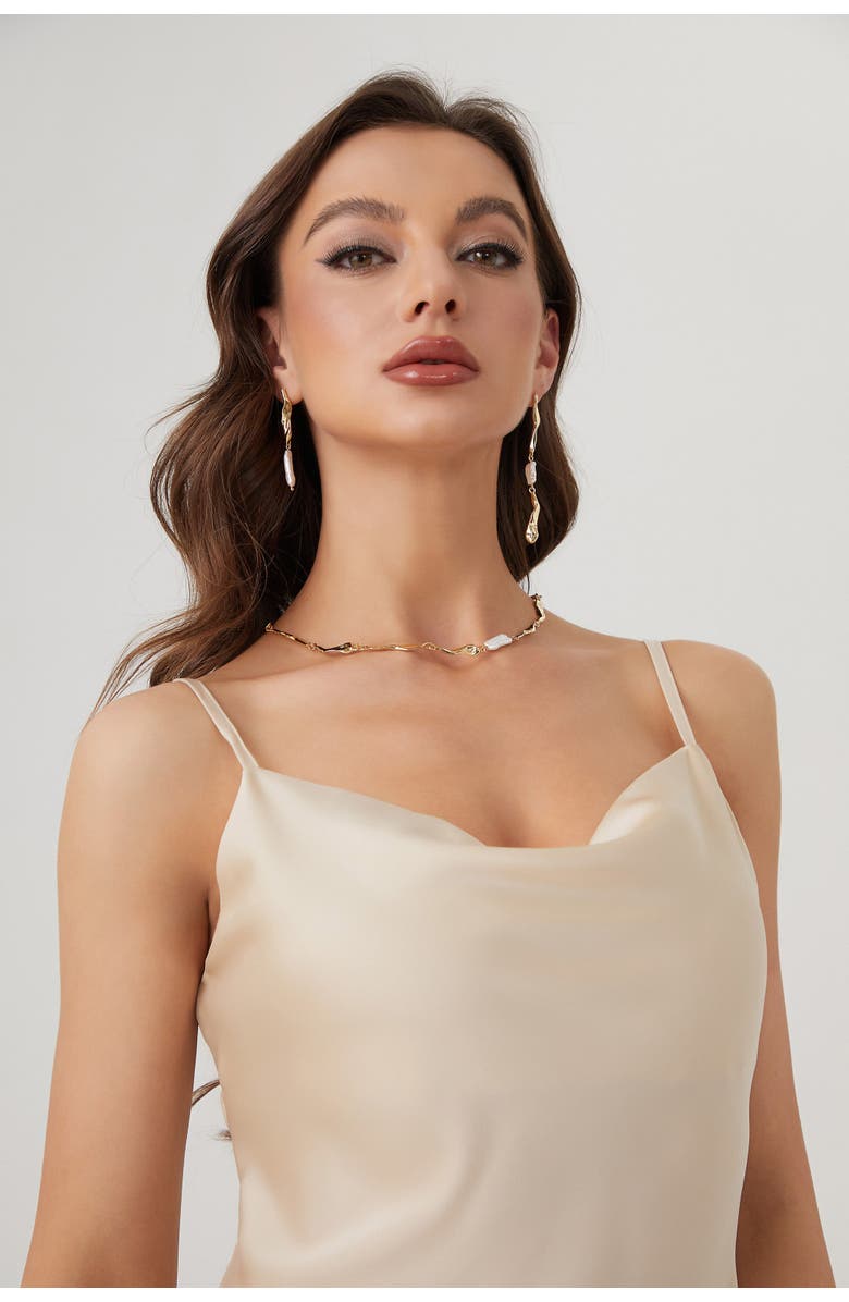 Classicharms Freshwater Baroque Pearl Asymmetrical Molten Drop Earrings, Alternate, color, Gold