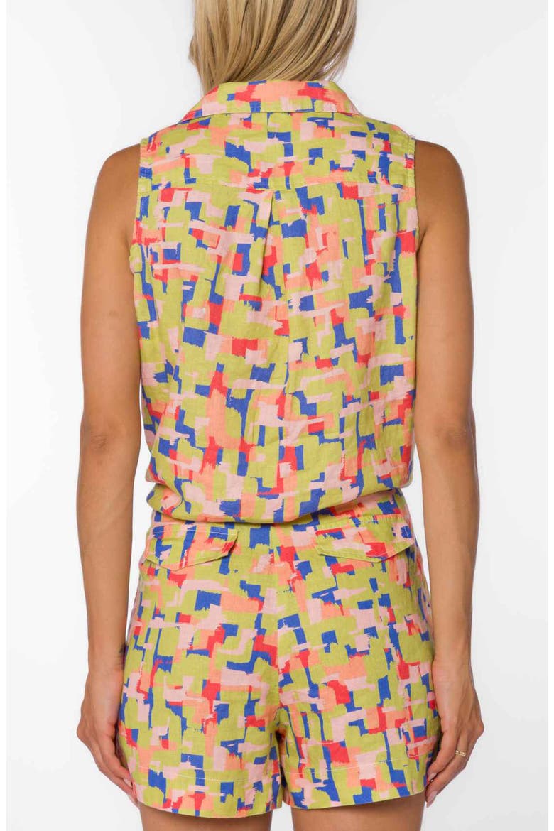Lilliana Sleeveless Linen Button-Up Shirt, Alternate, color, MULTI ABSTRACT