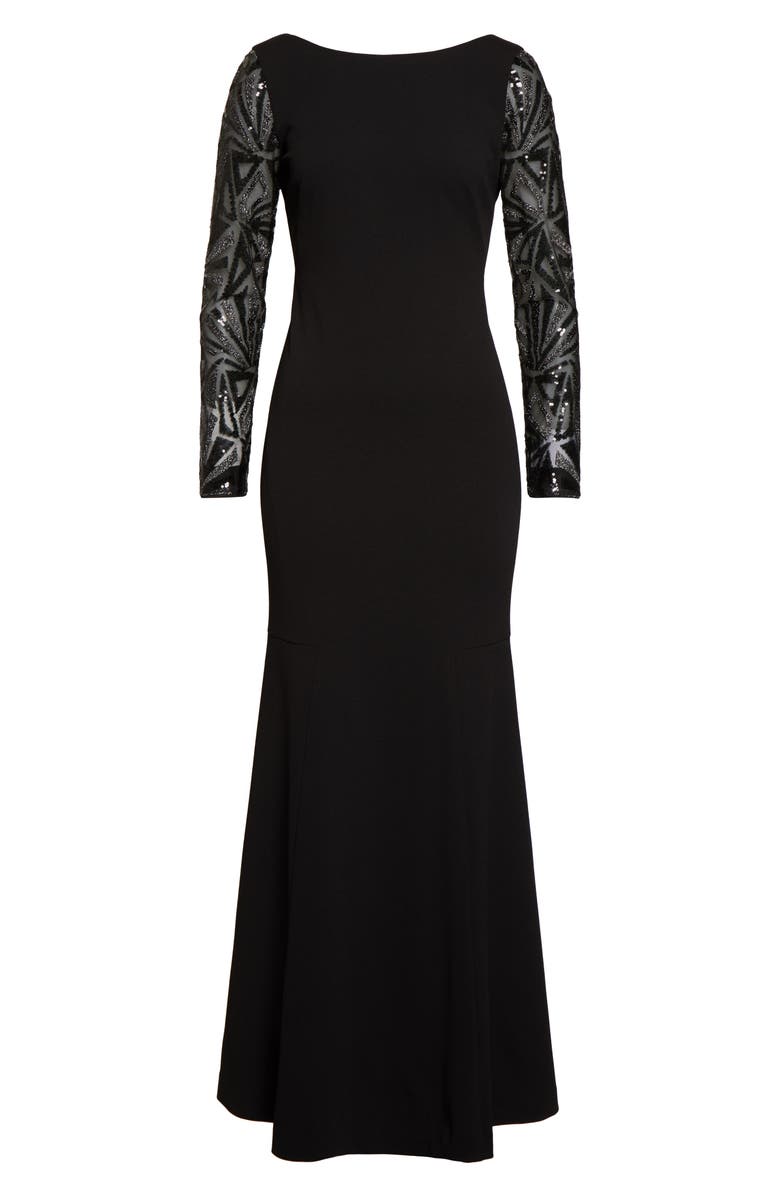 Vince Camuto Sequin Detail Long Sleeve Mermaid Evening Gown, Alternate, color, 