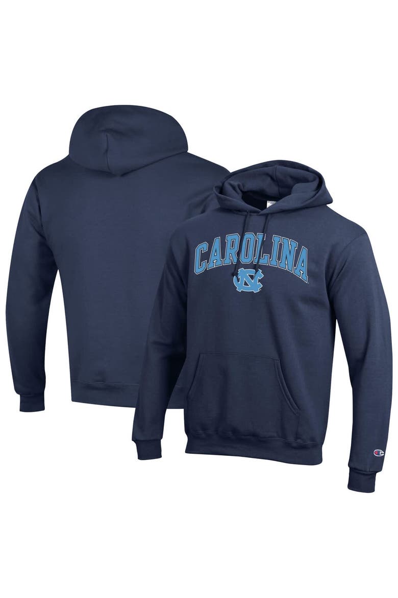 Men's Champion  Navy North Carolina Tar Heels Arch Over Logo Pullover Hoodie, Alternate, color, Navy