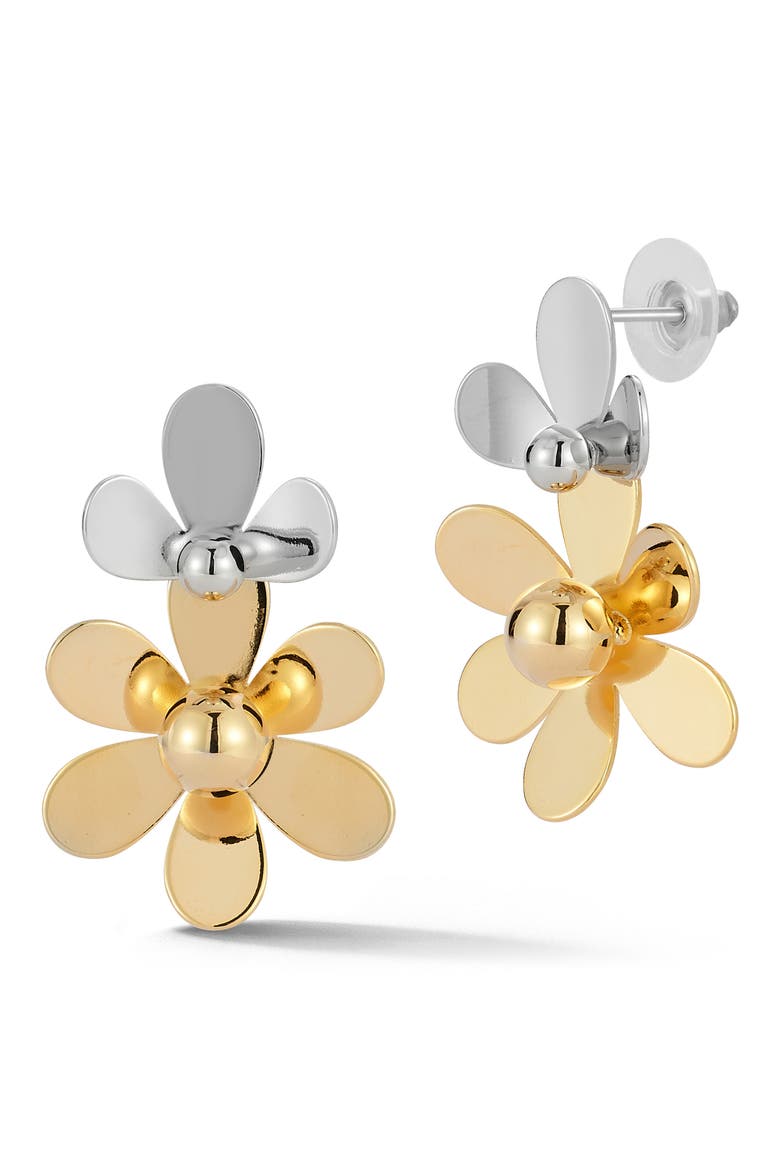 Two Tone Flower Drop Earrings, Main, color, MULTI/TWO TONE